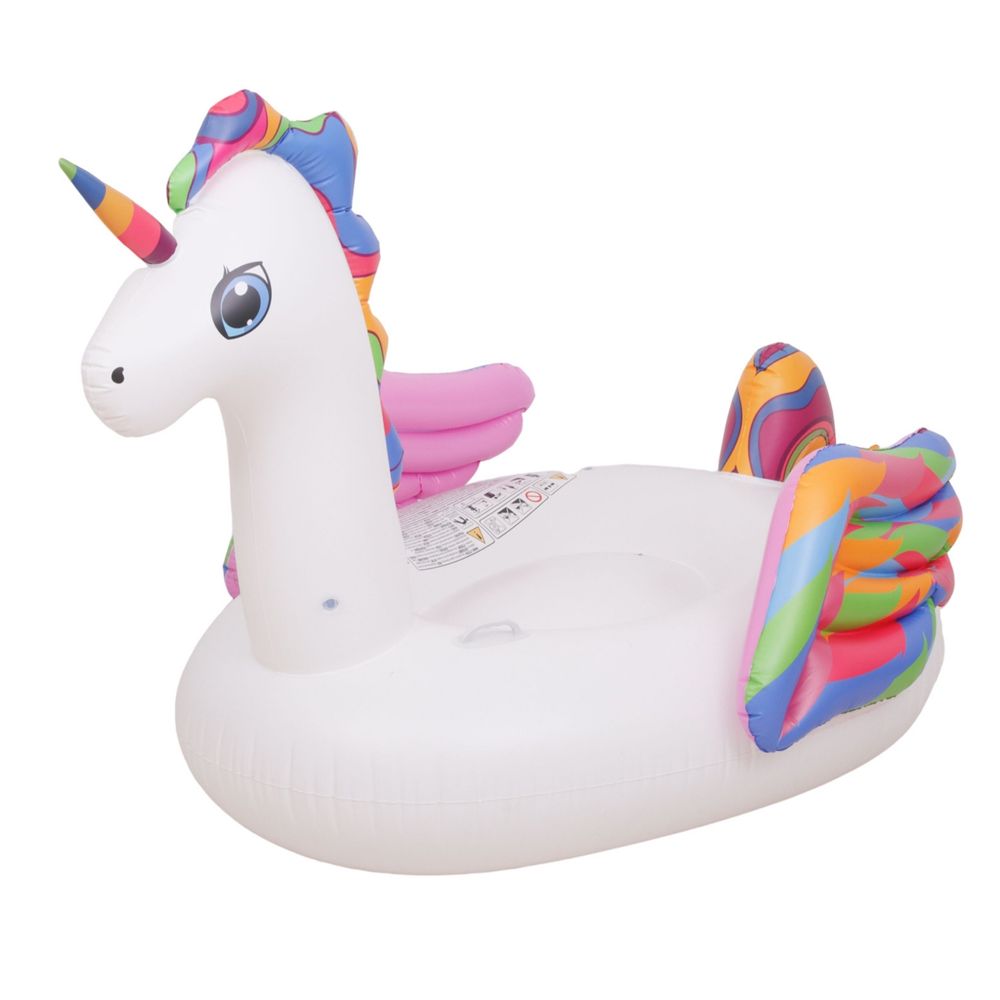 Jilong - Unicorn Inflatable Ride-On Pool Float And Raft Lounger With Handles - White