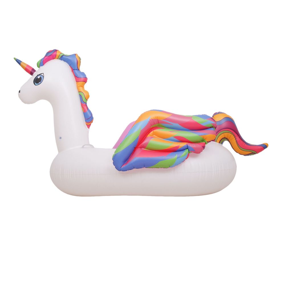 Jilong - Unicorn Inflatable Ride-On Pool Float And Raft Lounger With Handles - White
