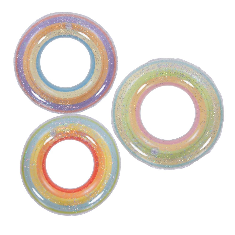 Jilong - Colorful Glitter Inflatable Float Swim Ring - Multicolor - Color May Vary - 1 Pc