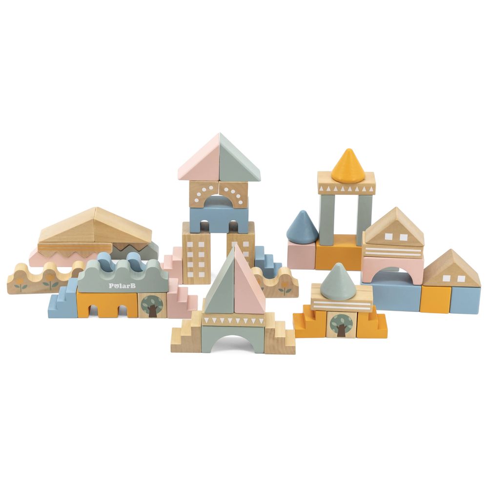 PolarB - City Building Blocks Set w/ Vehicles Accessories - 60pcs