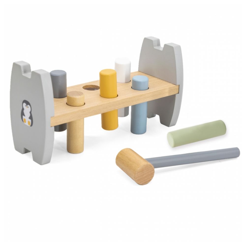 PolarB - Wooden Stacking and Pounding Set Penguin Design Montessori Toy