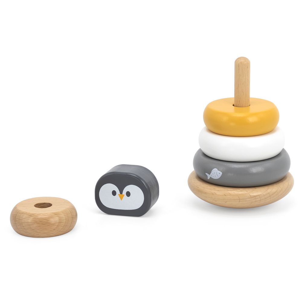 PolarB - Penguin Stacker and Pounding Bench 2-in-1 Wooden Baby Toy