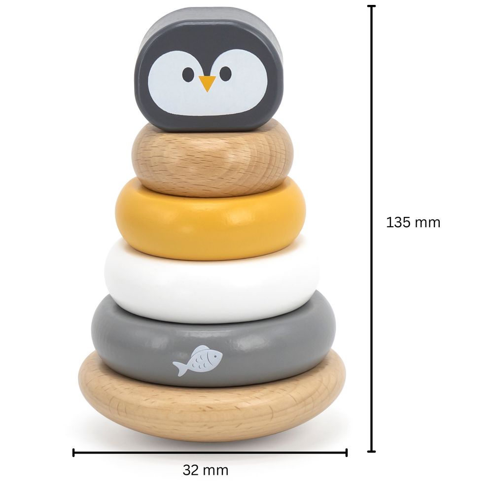 PolarB - Penguin Stacker and Pounding Bench 2-in-1 Wooden Baby Toy