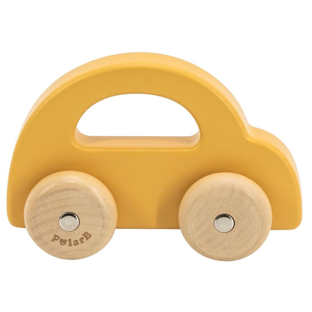 PolarB - Wooden Car Push and Pull Toy - Yellow