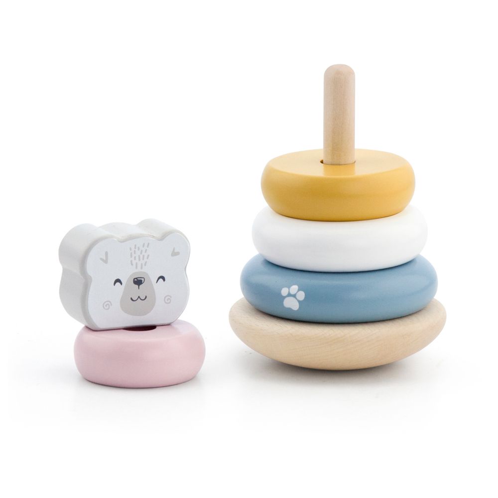 PolarB - Colorful Wooden Tower Game with Dice Stacking Game - 54 Blocks - 2 Dice