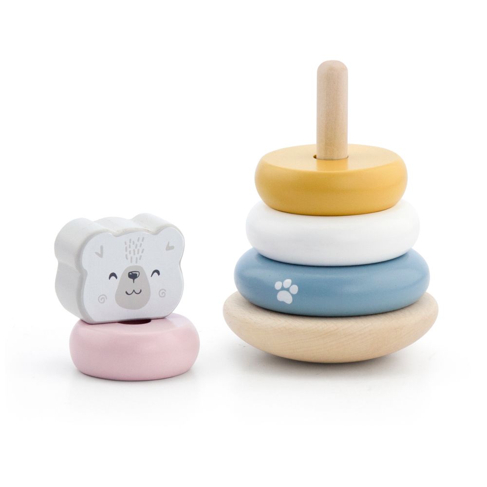 PolarB - Wooden Polar Bear Stacker & Pounding Bench Set Fine Motor Toy