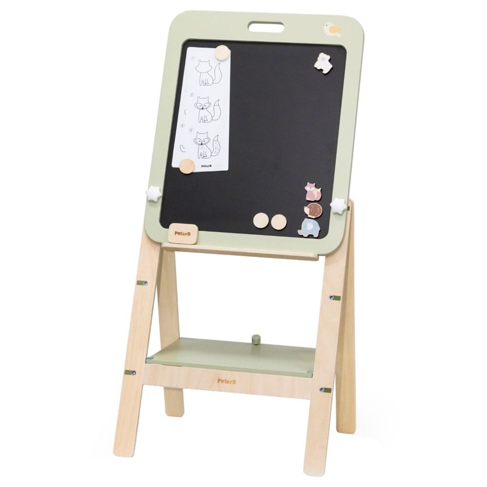 PolarB - Double-Sided Wooden Standing Easel - Magnetic - Animal Theme 3+