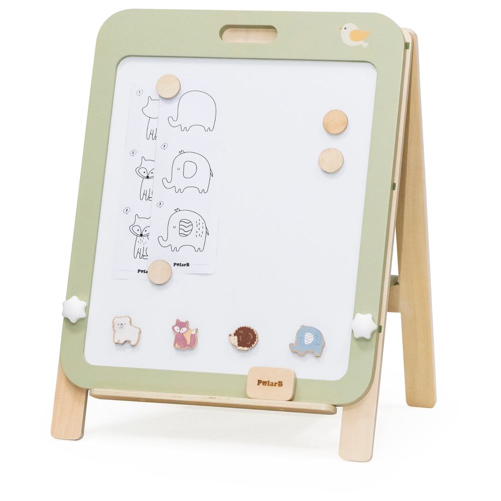 PolarB - Double-Sided Wooden Standing Easel - Magnetic - Animal Theme 3+