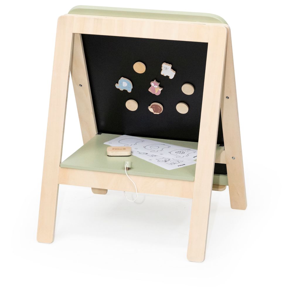PolarB - Double-Sided Wooden Standing Easel - Magnetic - Animal Theme 3+