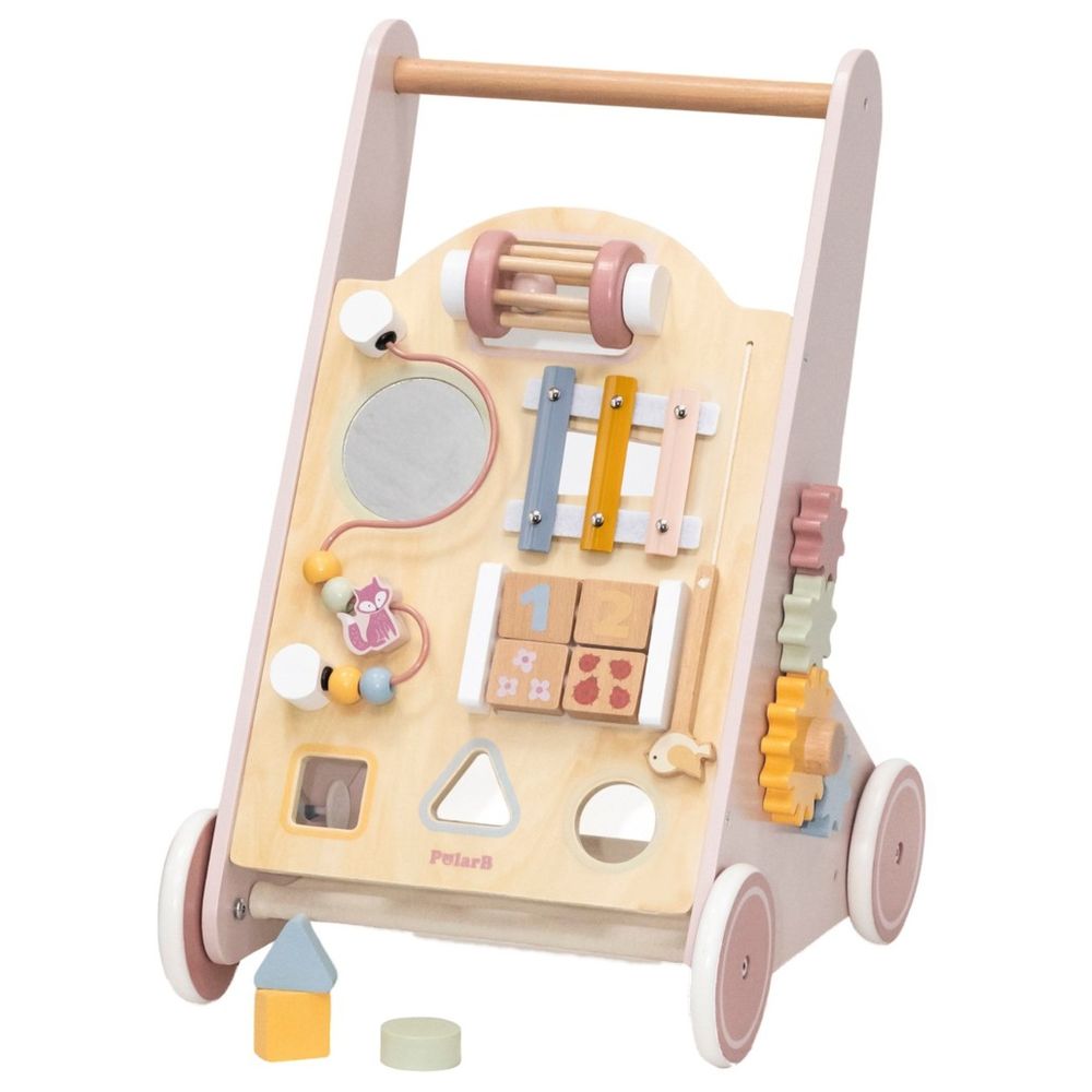 Viga - Wooden Baby Push Walker Activity Center Shape Sorter Xylophone Mirror Storage