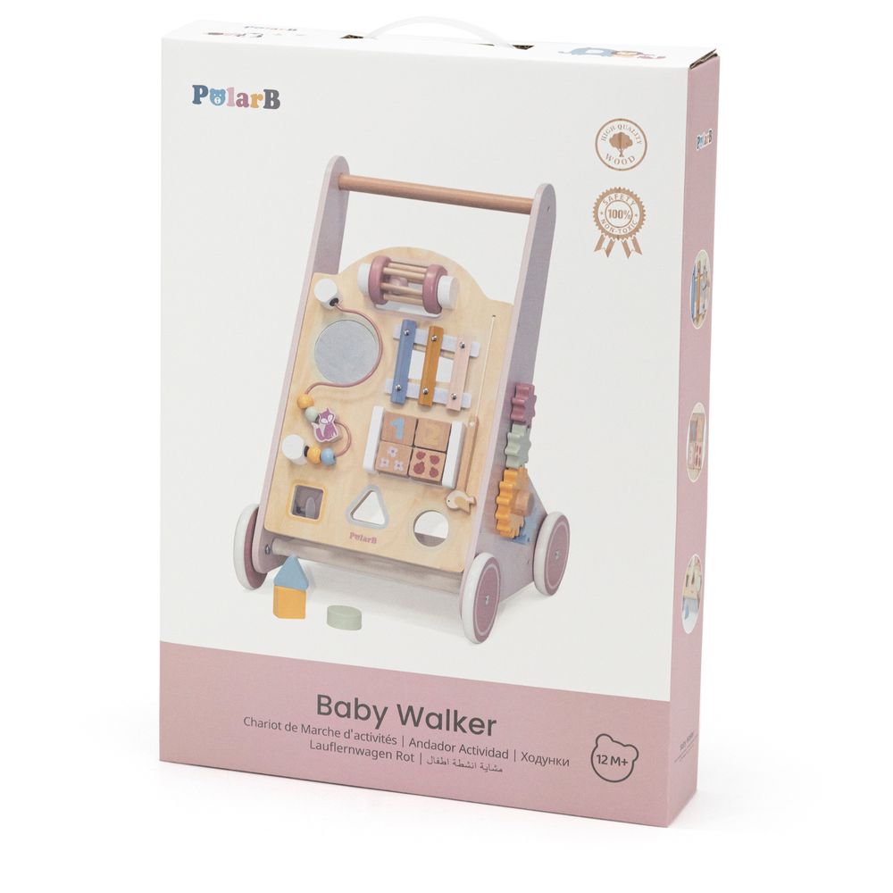 Viga - Wooden Baby Push Walker Activity Center Shape Sorter Xylophone Mirror Storage