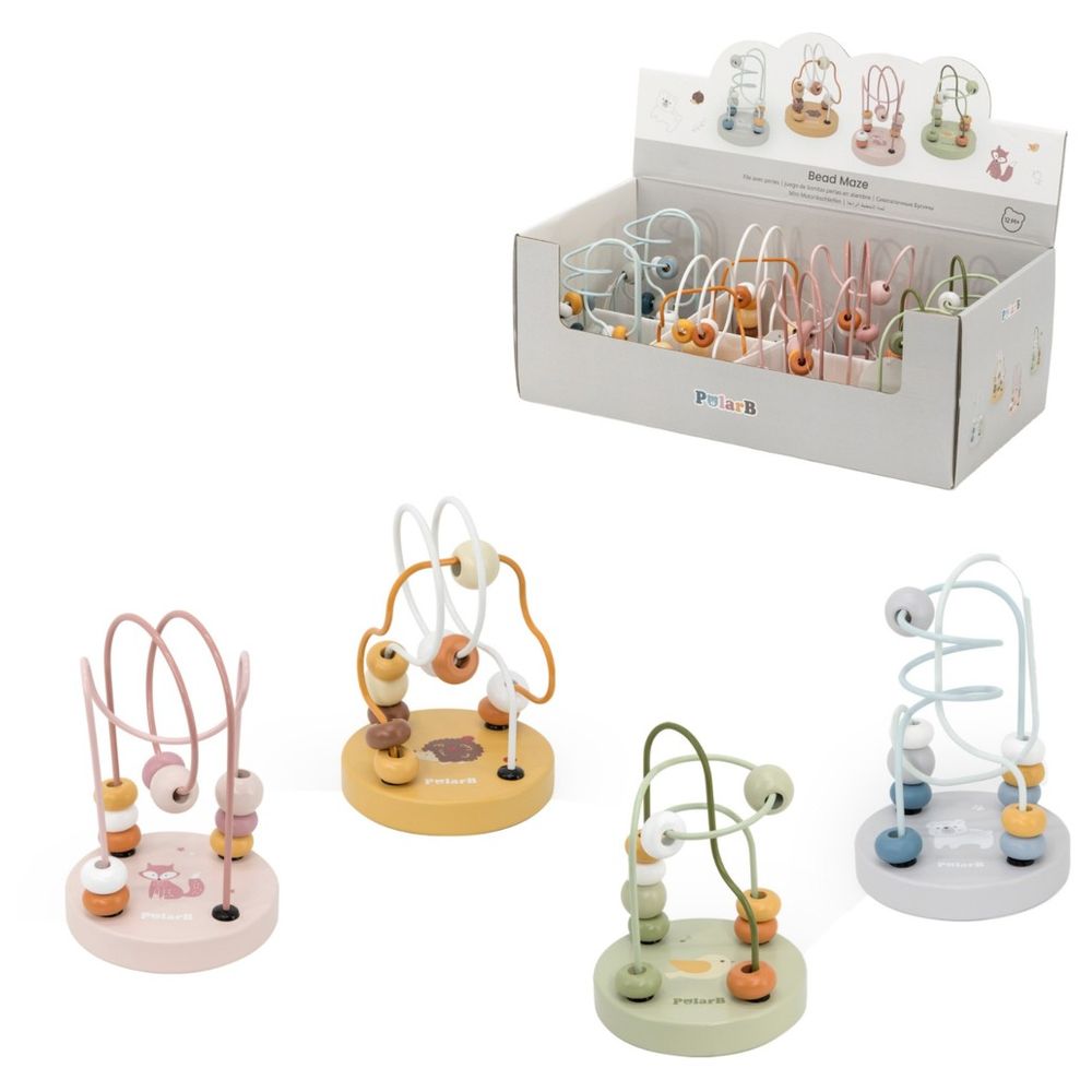 Viga - Wooden Bead Maze Toy Classic Motor Skill - 10 Beads Assorted Designs