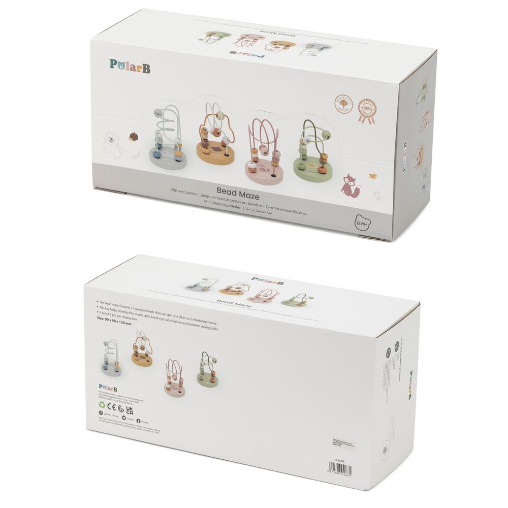 Viga - Wooden Bead Maze Toy Classic Motor Skill - 10 Beads Assorted Designs