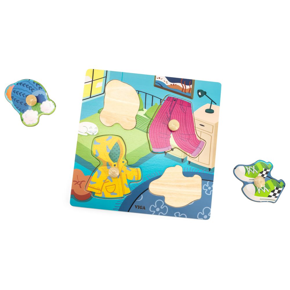 Viga - Clothes - 4pcs Knob Puzzle Montessori Wooden Toy