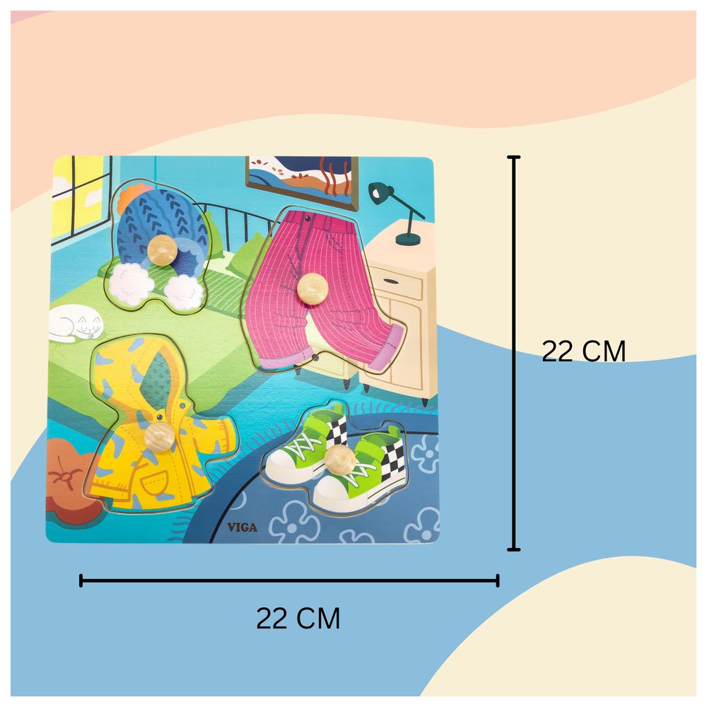 Viga - Clothes - 4pcs Knob Puzzle Montessori Wooden Toy