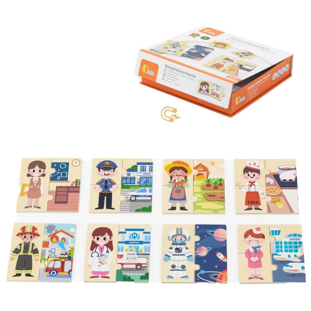 Viga - Profession Mix & Match Puzzle - 32pcs - Montessori Wooden Toy