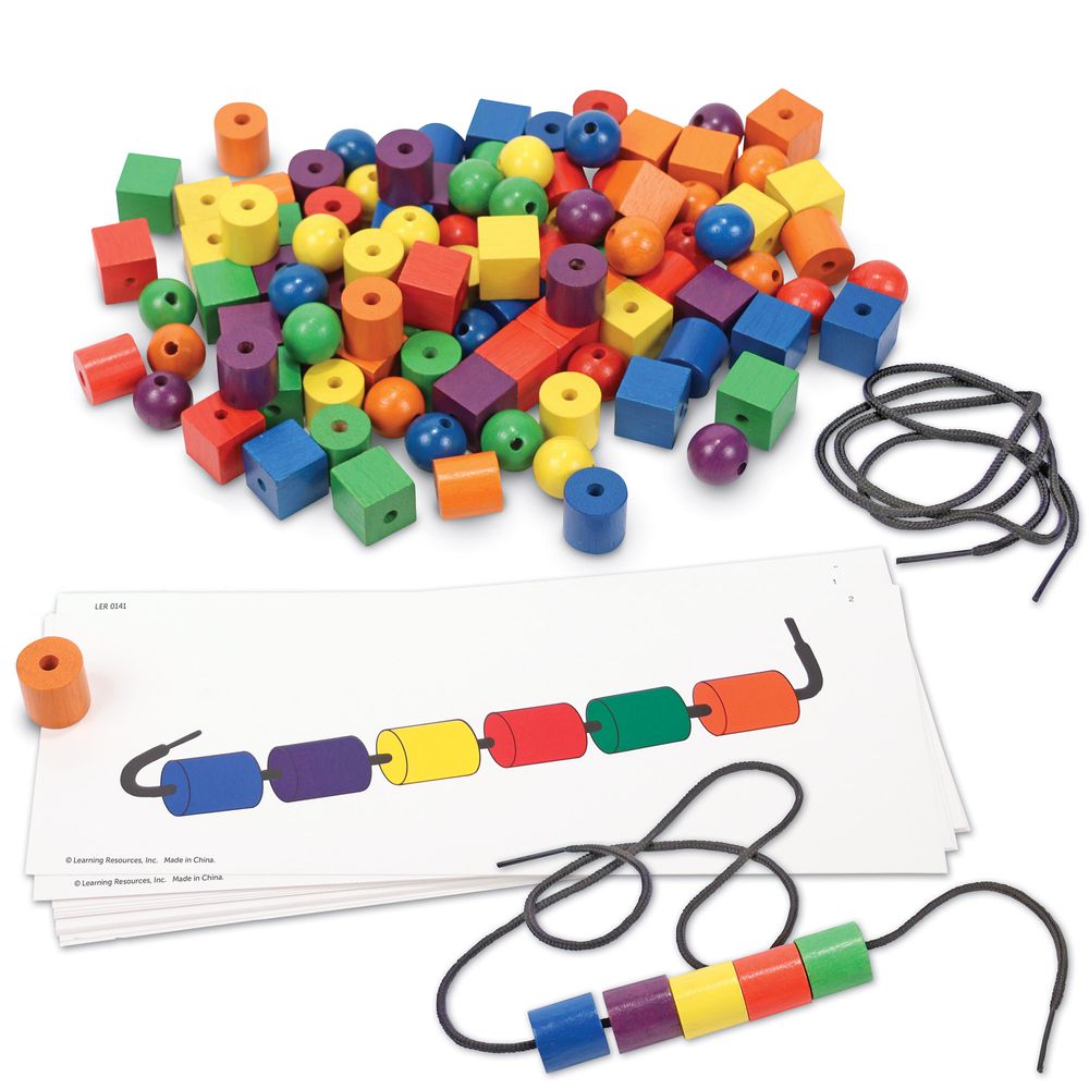 Learning Resources - Beads And Pattern Card Set - 128 Pcs
