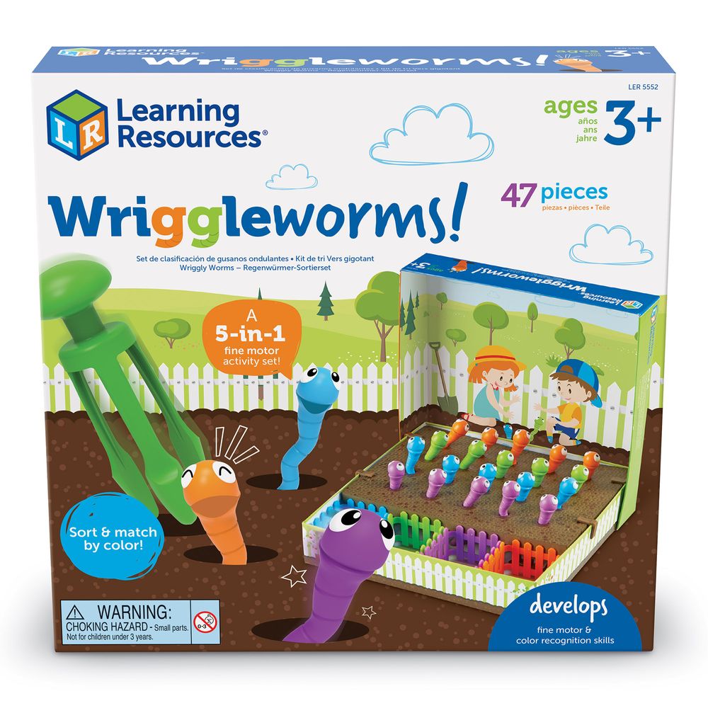 Learning Resources - 5-In-1 Wriggleworms Fine Motor Activity Set - 47 Pcs