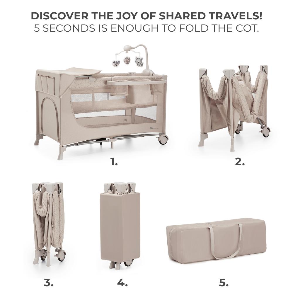 Kinderkraft - 3-In-1 Joy 2 Foldable Cot With Accessories - Beige