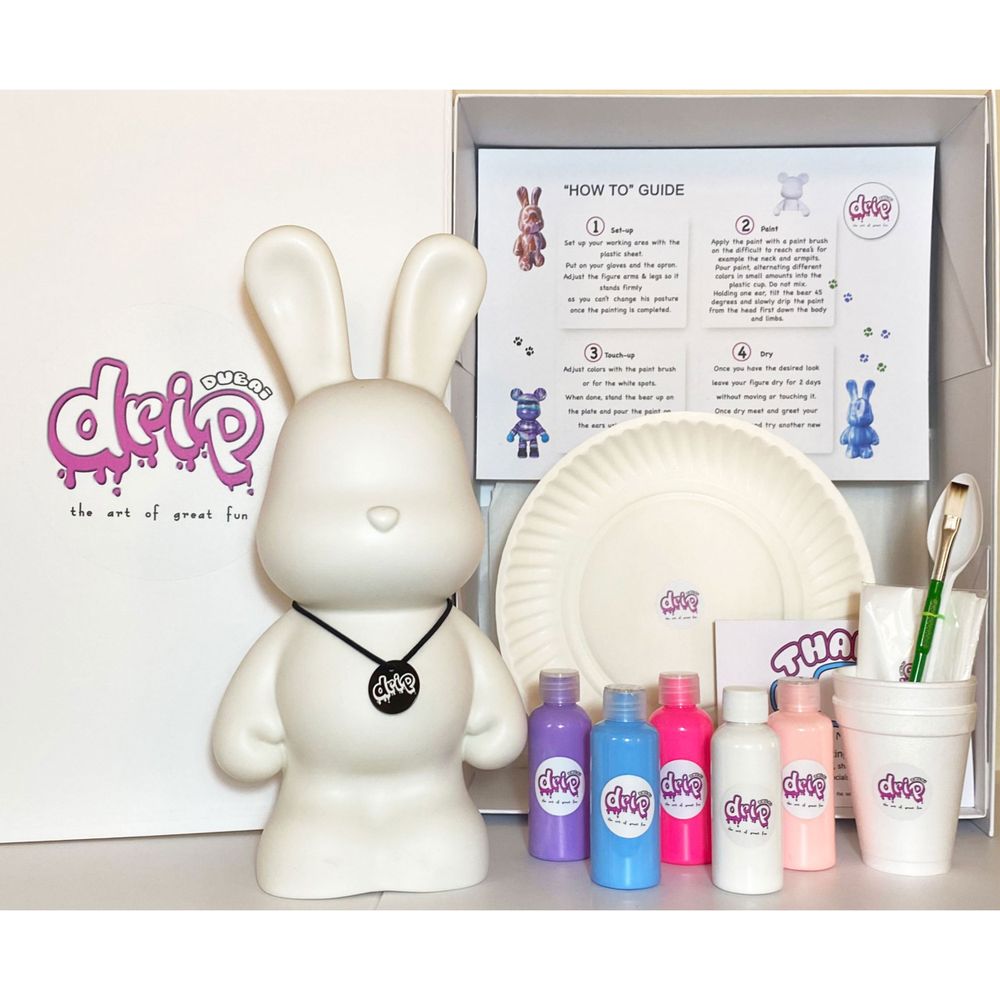 Dubai Drip Art - DIY Bunny Fluid Acrylic Pouring Paint Kit - 33 cm
