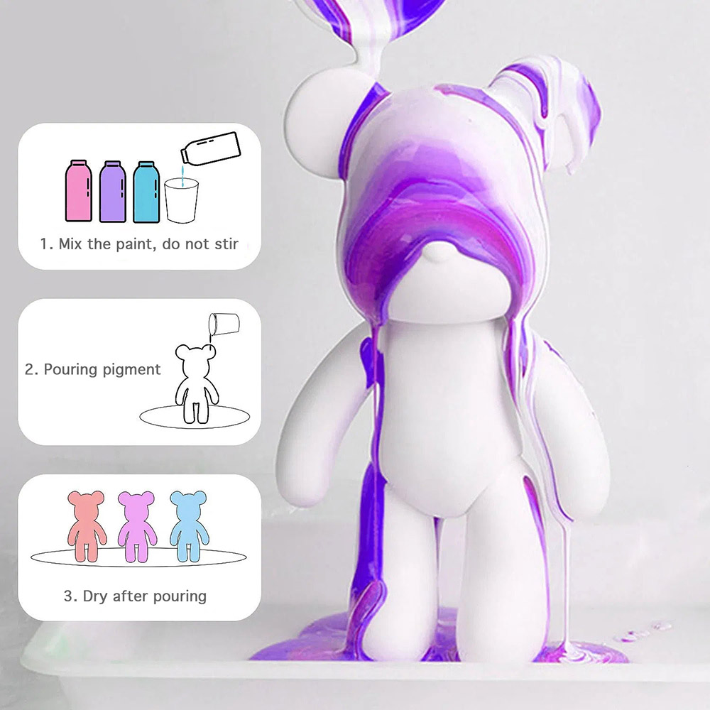 Dubai Drip Art - DIY Fluid Painting Bear Complete Art Kit - 33 cm