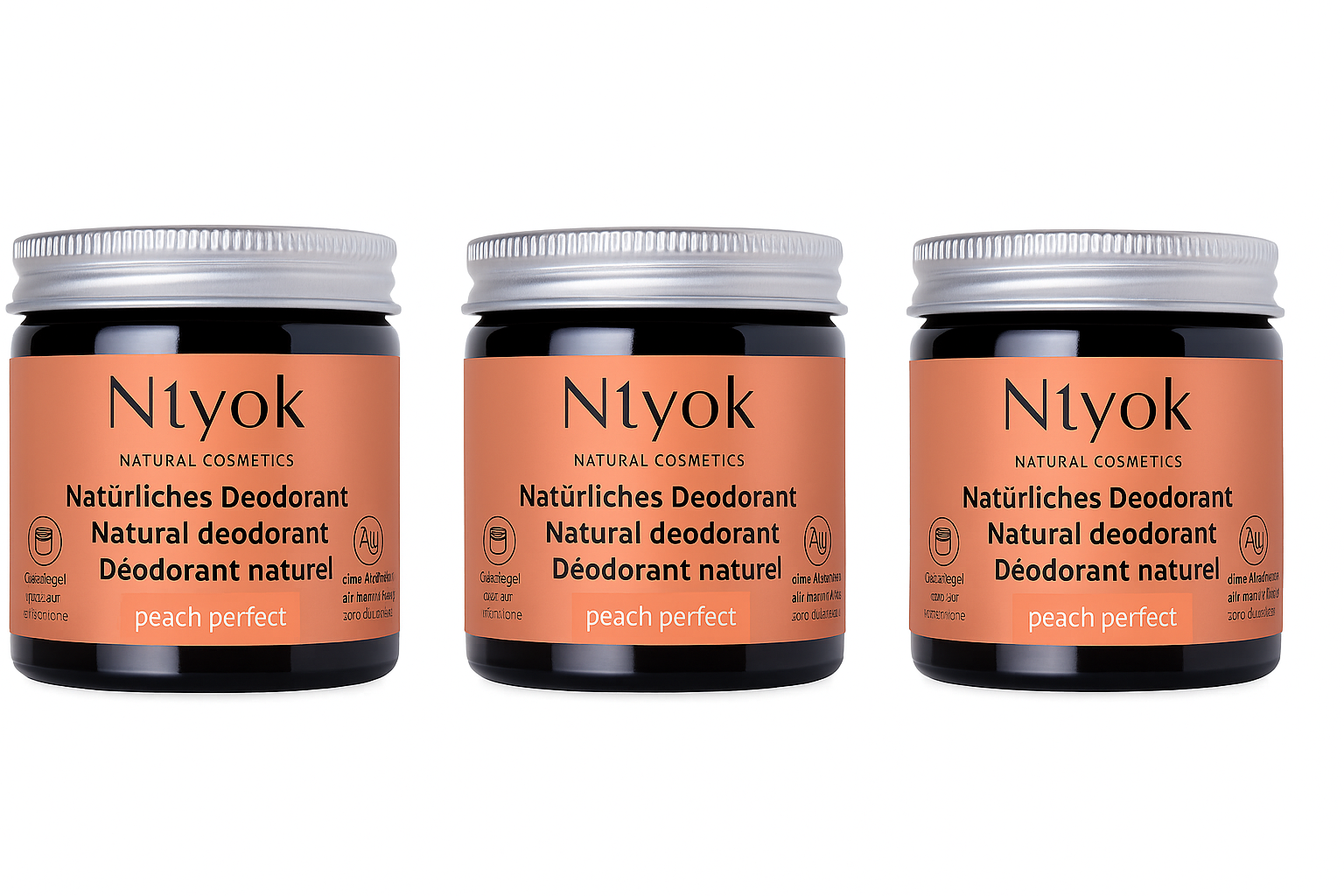 Niyok - 2-In-1 Natural Deodorant Cream - Peach Perfect - Pack of 3 - 40 ml
