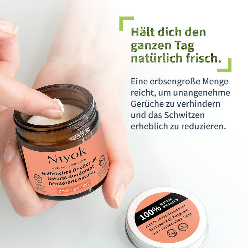 Niyok - 2-In-1 Natural Deodorant Cream - Peach Perfect - Pack of 3 - 40 ml
