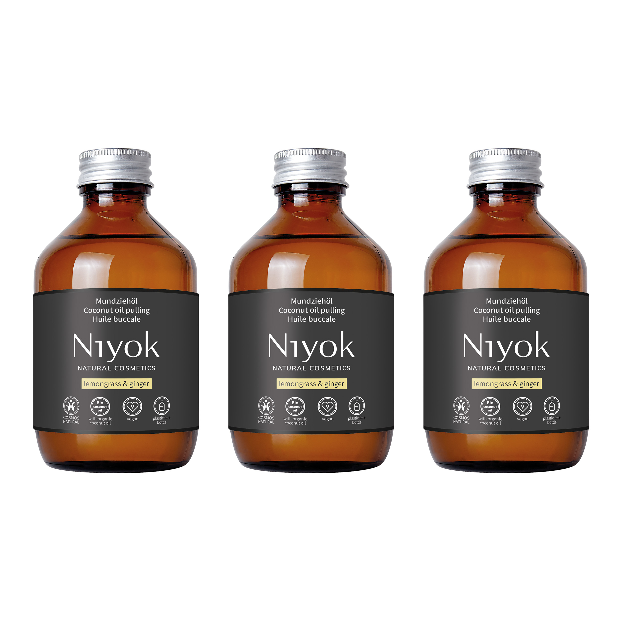 Niyok - Coconut Pulling Oil - Lemongrass & Ginger - Pack of 3 - 200 ml