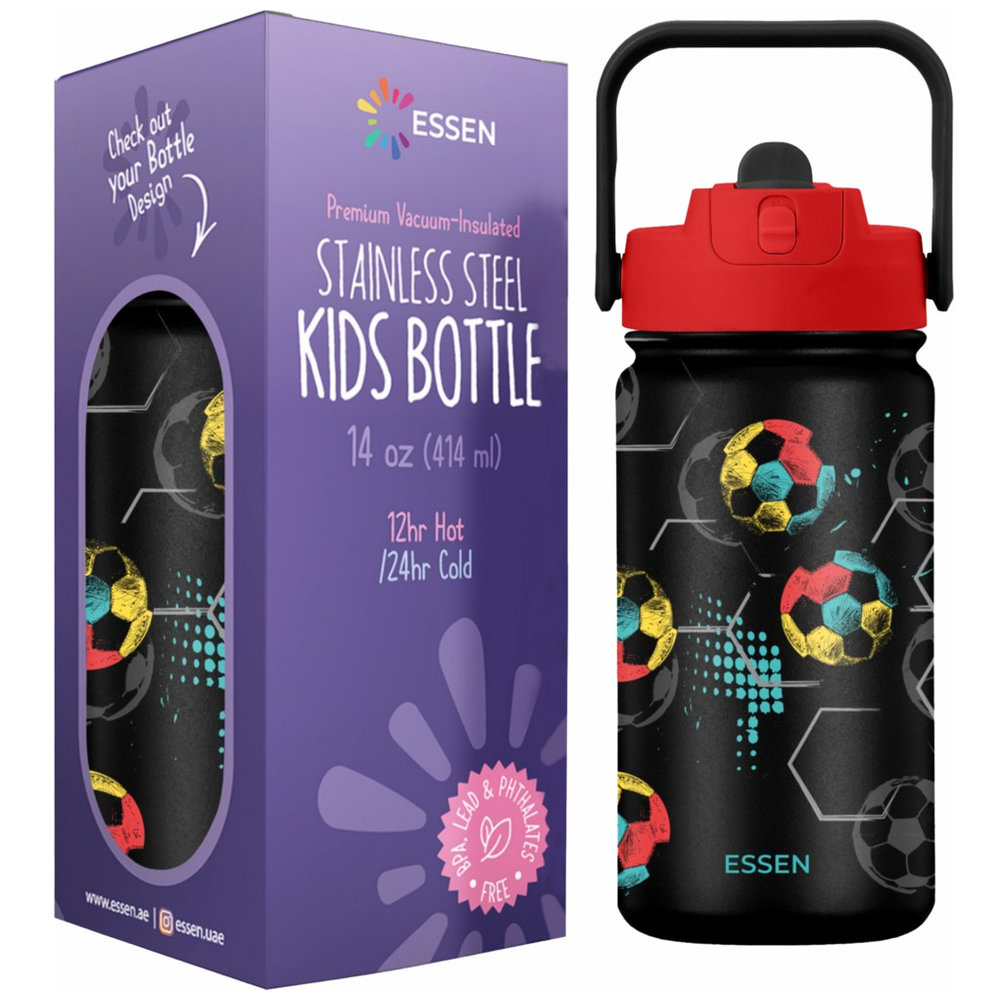 Essen - Stainless Steel Water Bottle - Football - 414ml