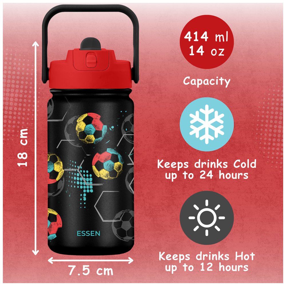 Essen - Stainless Steel Water Bottle - Football - 414ml