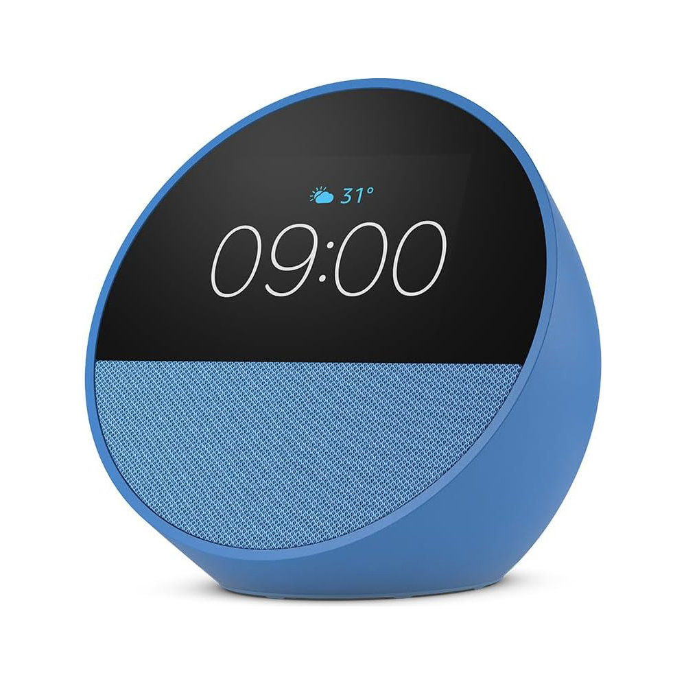 أمازون - ساعة منبه ذكية Echo Spot تدعم اللغة العربية - أزرق