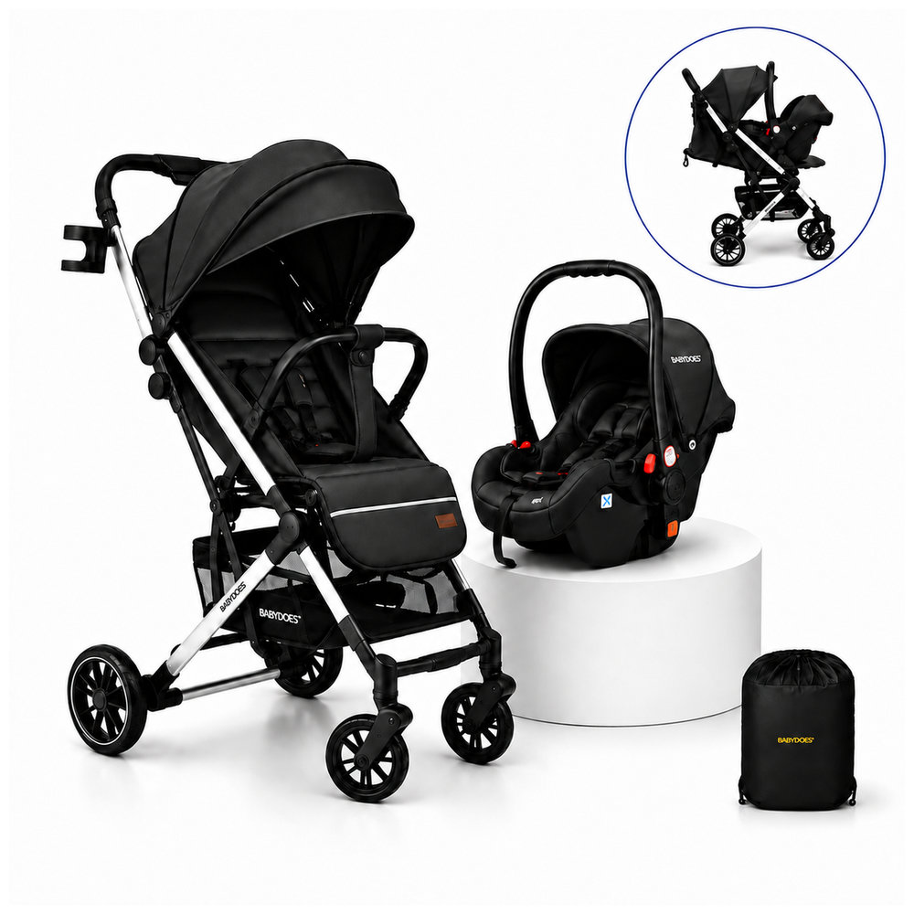 Babydoes - Excitez Stroller & Car Seat Compact Travel System - Black