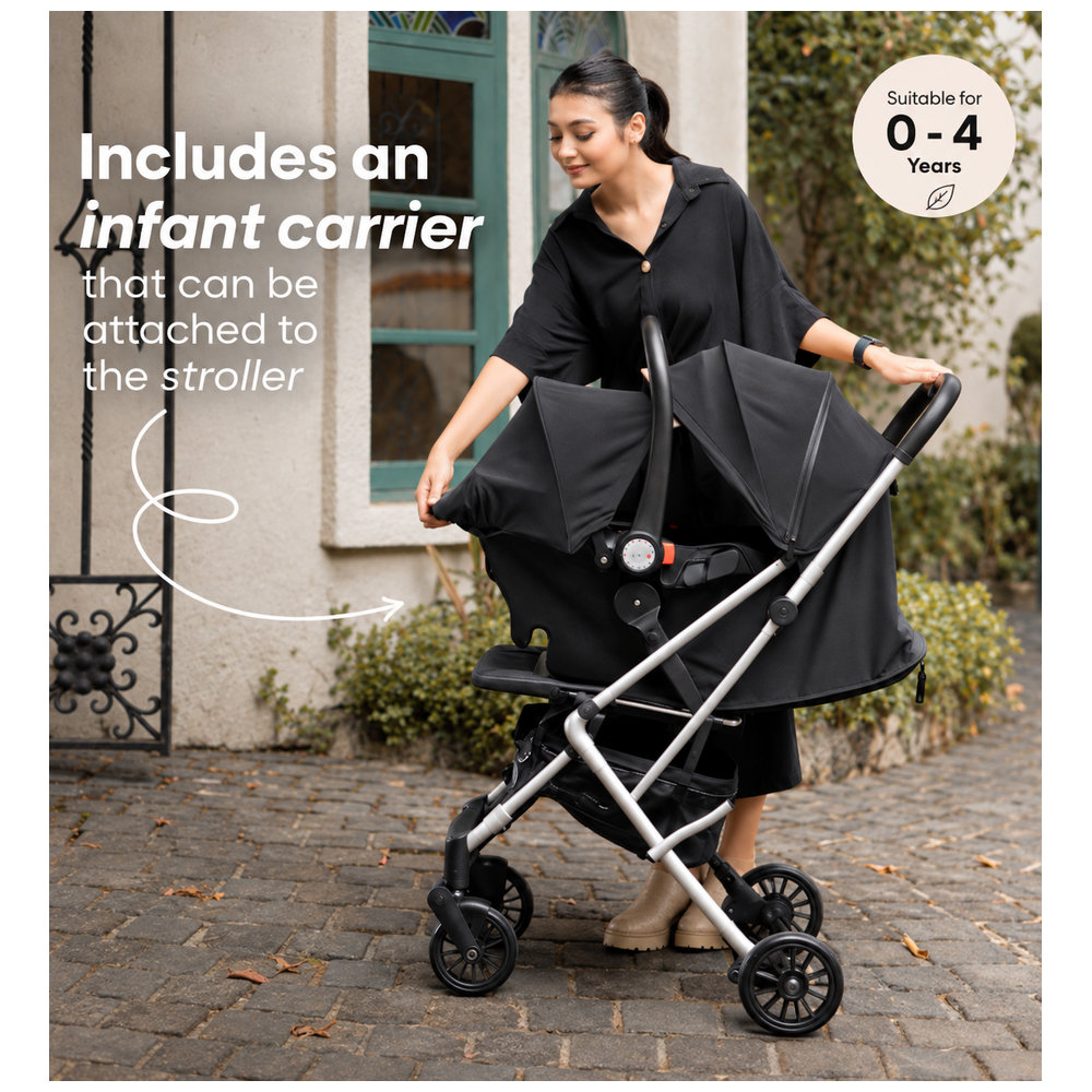 Babydoes - Excitez Stroller & Car Seat Compact Travel System - Black
