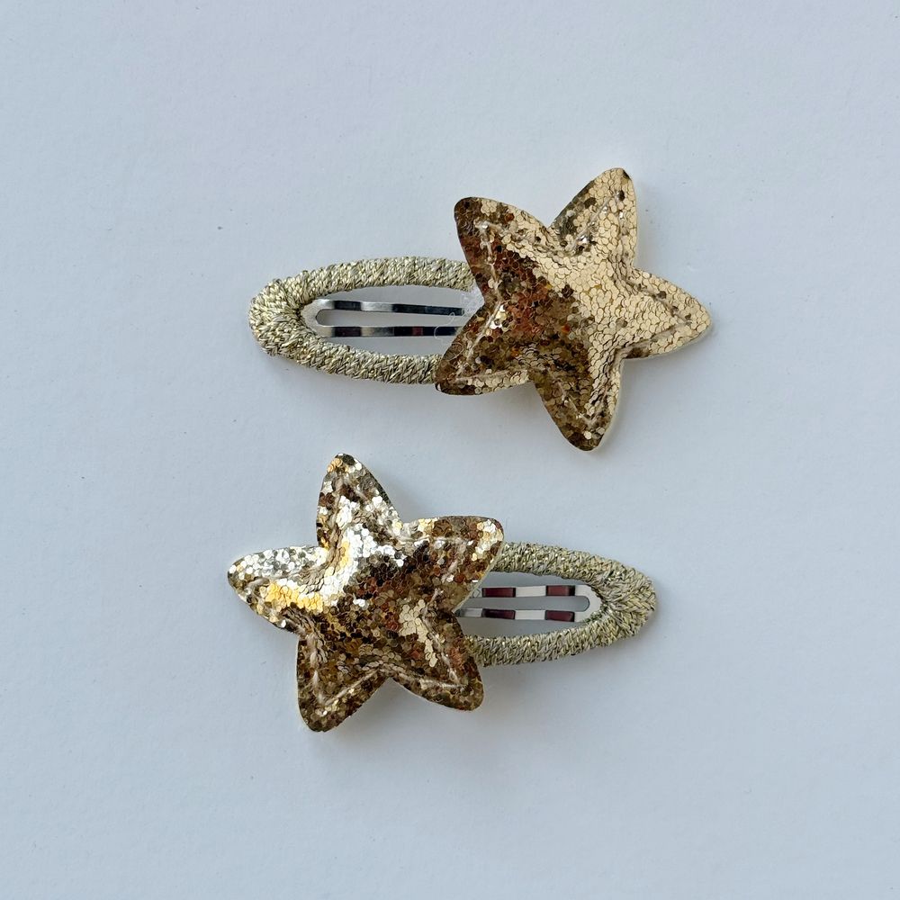 Baby Boss Girl's Star Shaped Hair Clip Set 2 Pcs - Gold