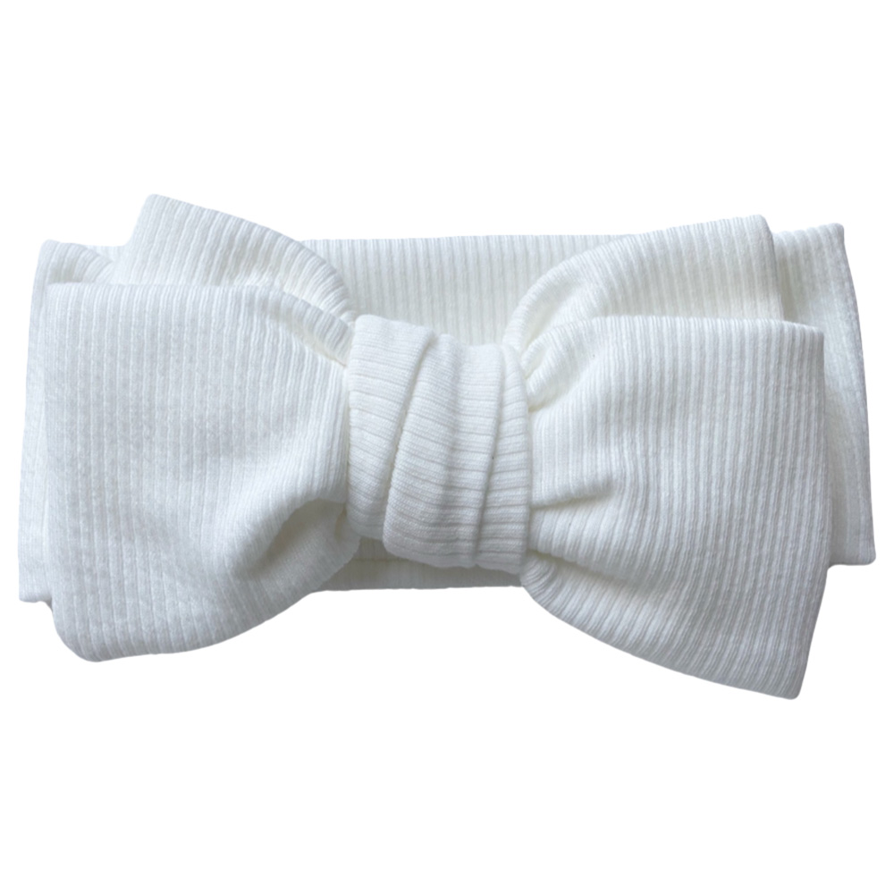 Baby Boss Cotton Headband Bow - White