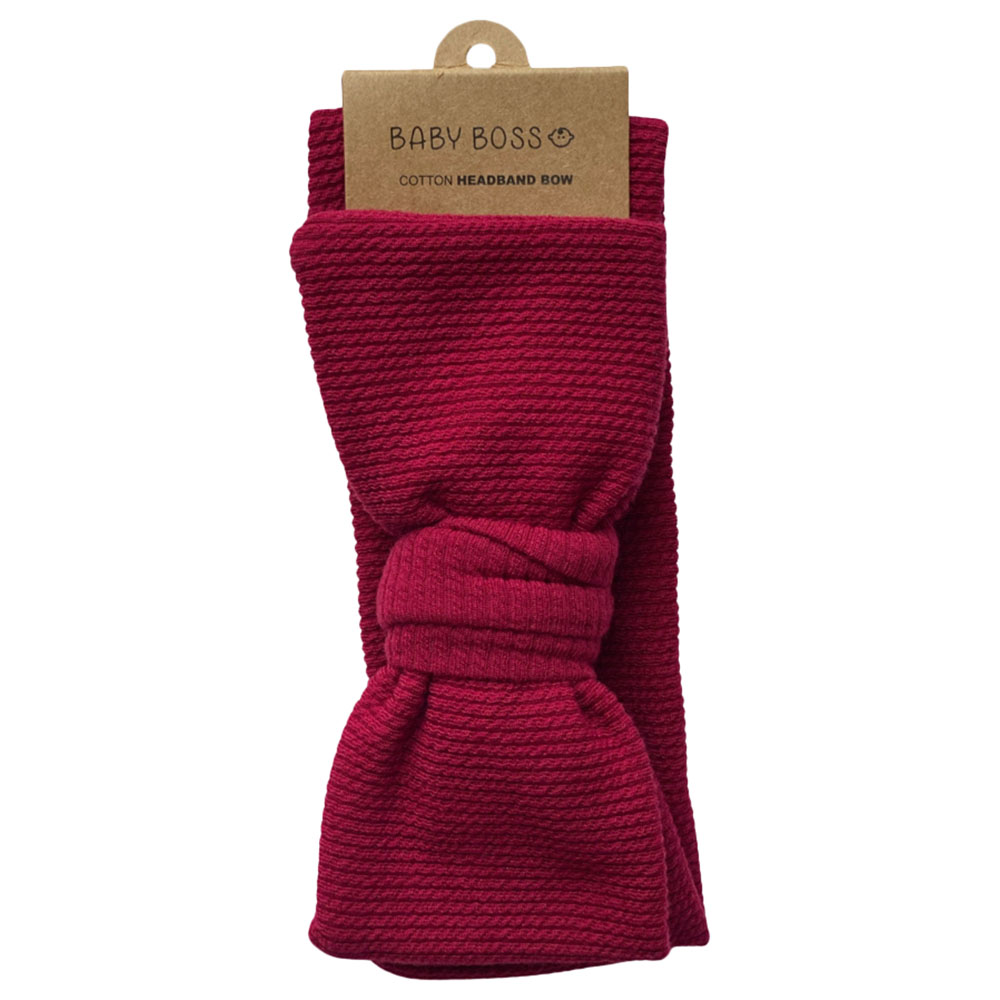 Baby Boss Cotton Headband Bow - Red