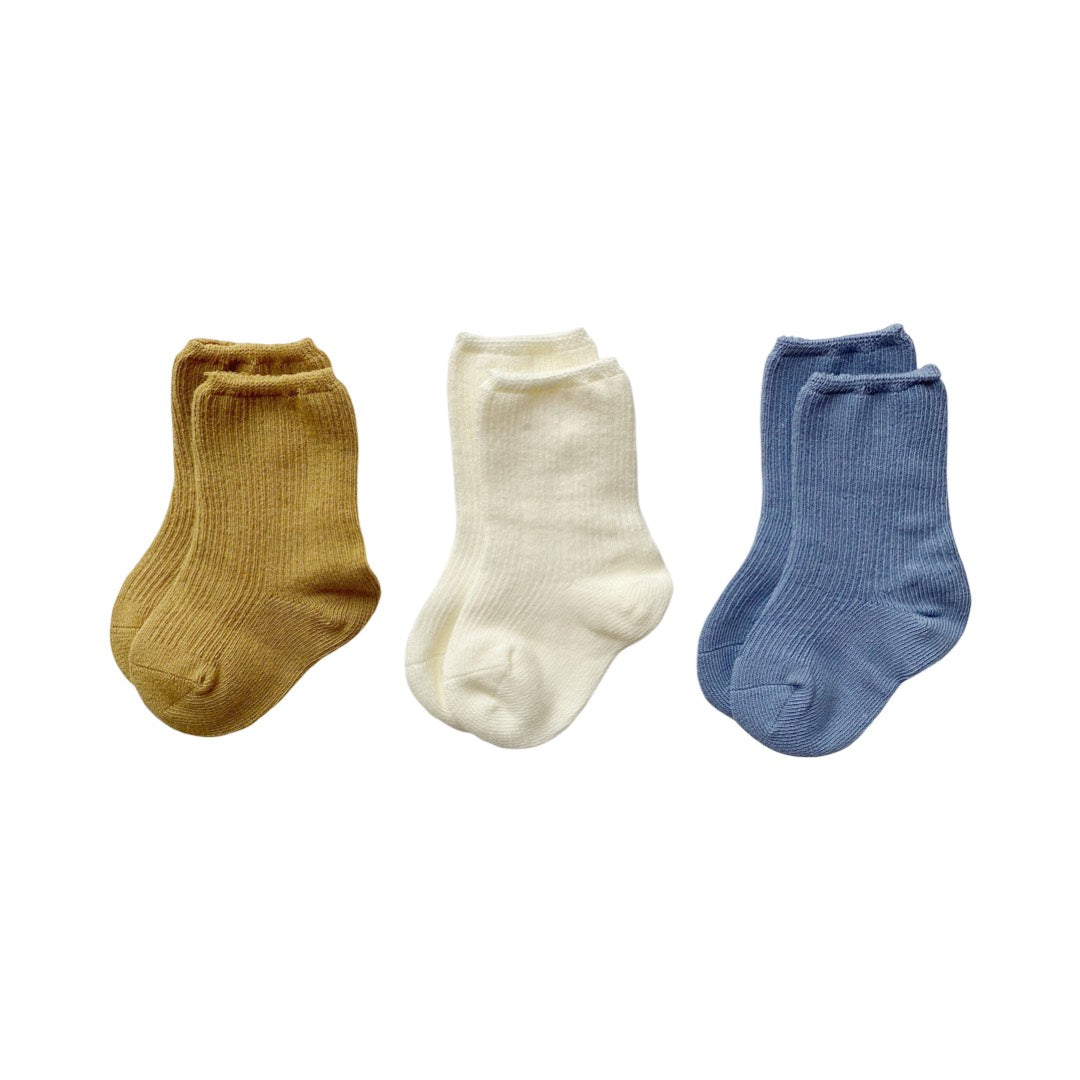 Baby Boss Kids Cotton Socks Yellow/White/Blue - Mustard - 3 Pcs