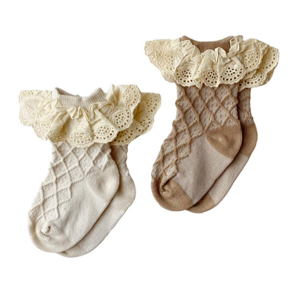 Baby Boss Cotton Frill Socks - Brown - 2 Pcs