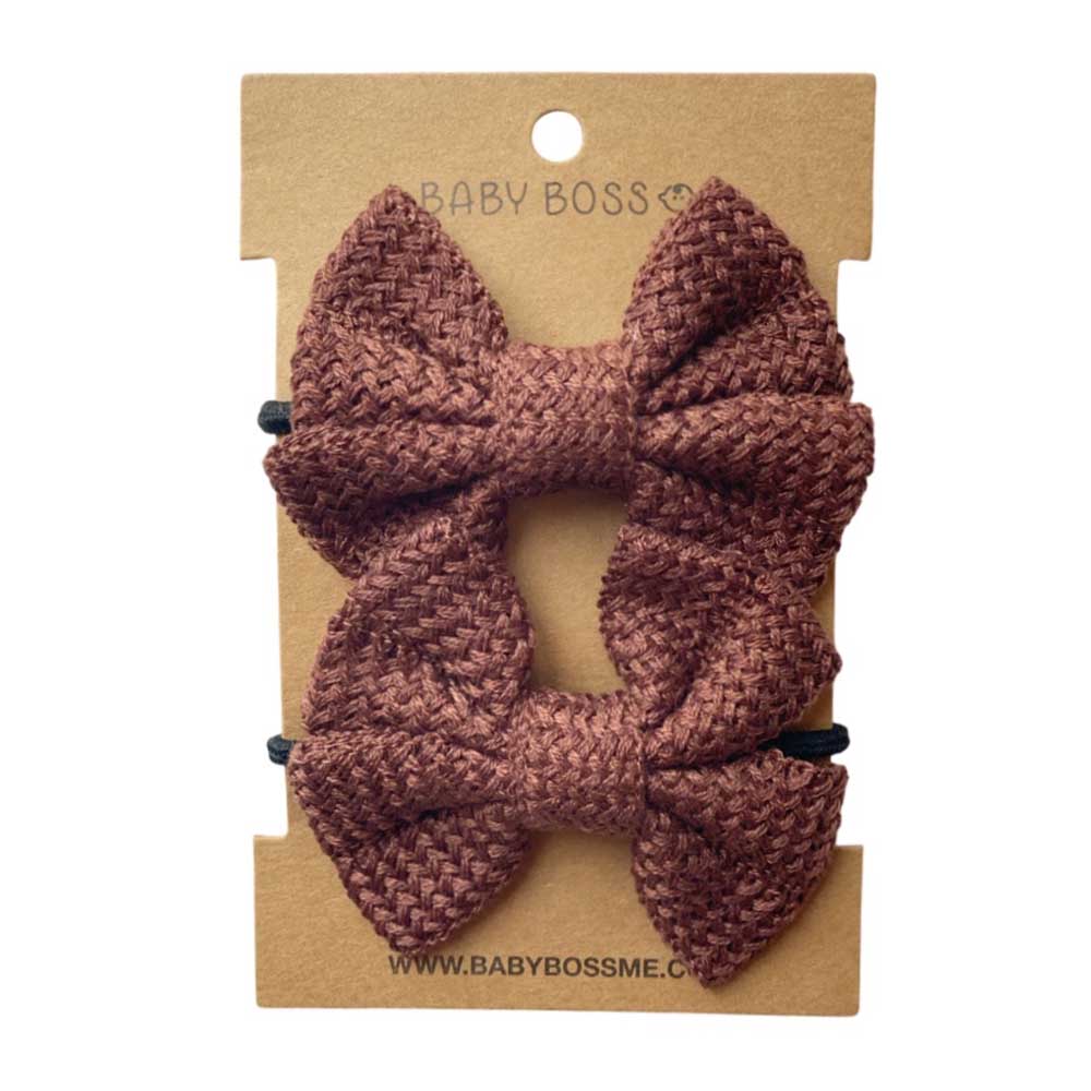 Baby Boss Kids Hair Tie Bow - Brown - 2 Pcs