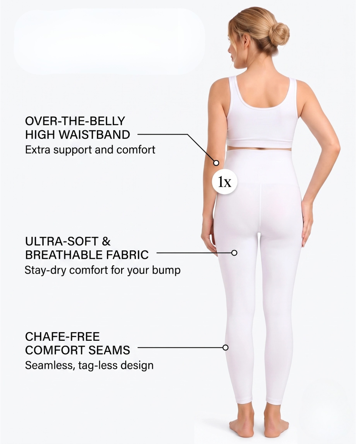 Tummy - 2pc-Set - Maternity Active Wear Leggings - Black/White