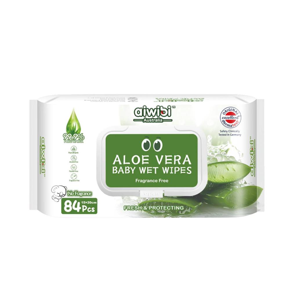 Aiwibi - Aloe Vera Fresh Organic Care Wet Wipe - Fragrance Free - 84s