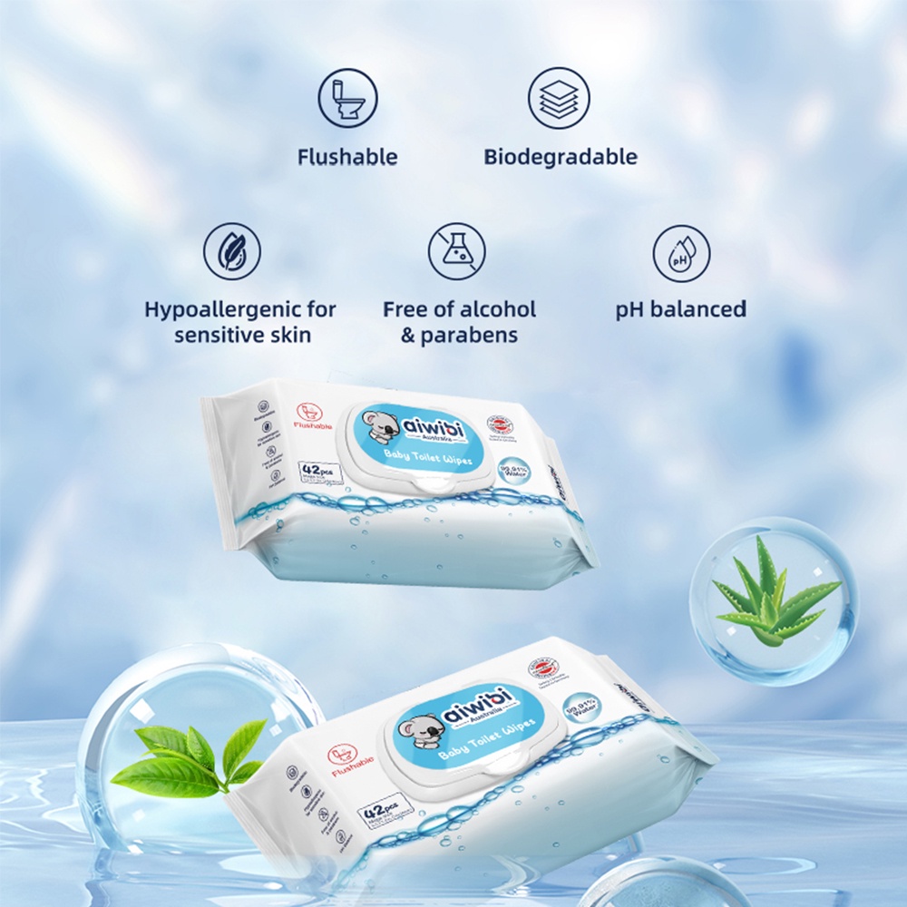 Aiwibi - Baby Toilet Wipes - Pack of 3 - 126pcs