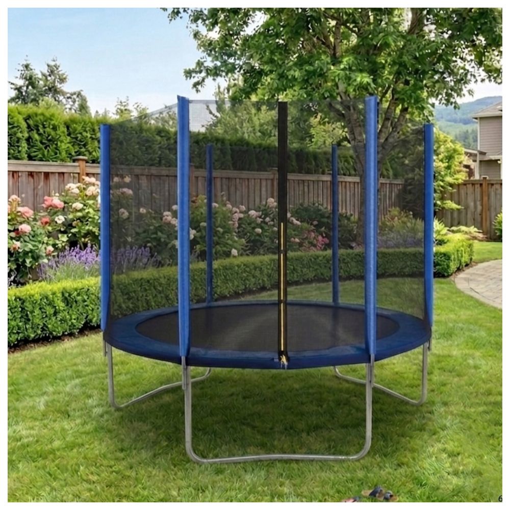 Amsham - Kids Trampoline With Safety Net - Blue/Black