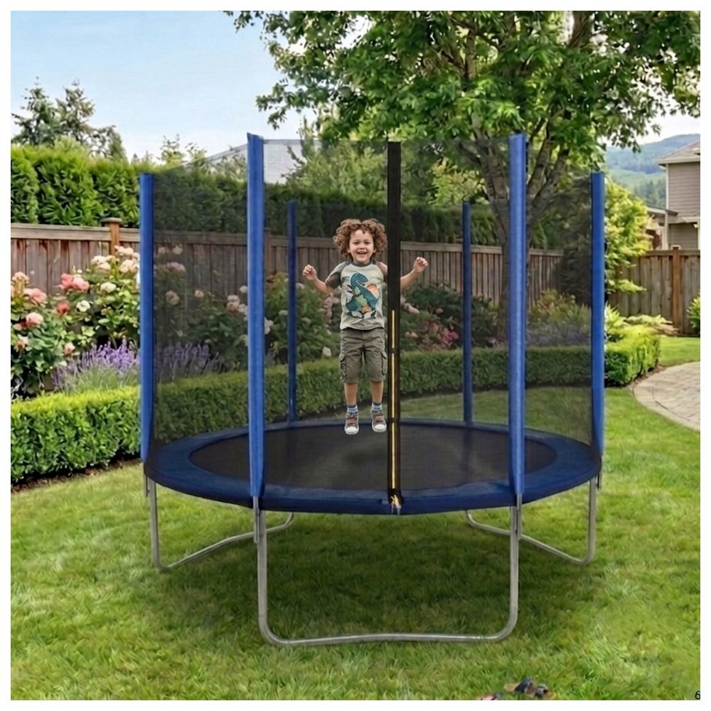 Amsham - Kids Trampoline With Safety Net - Blue/Black