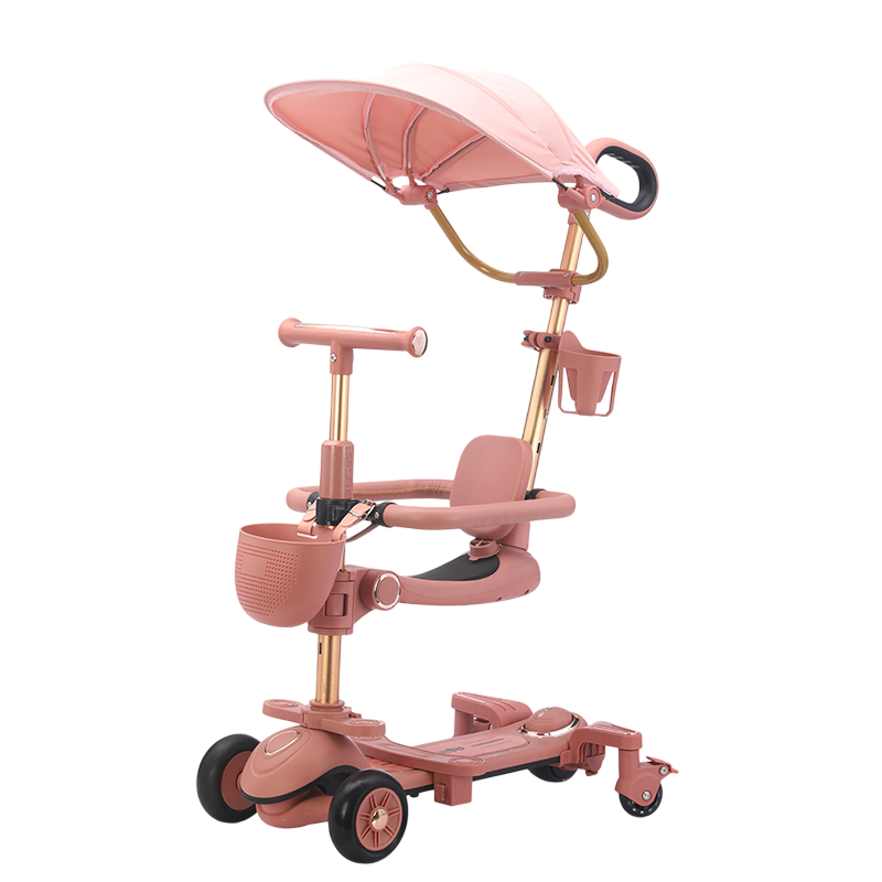 Amsham - 6-in-1 Toddler Scooter With Seat & Sunshade - Pink