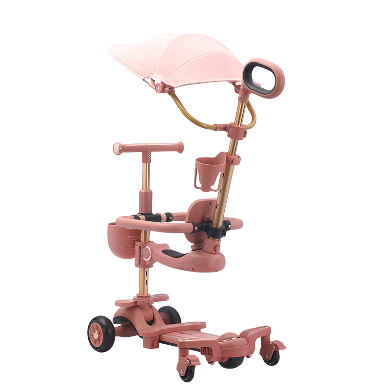 Amsham - 6-in-1 Toddler Scooter With Seat & Sunshade - Pink