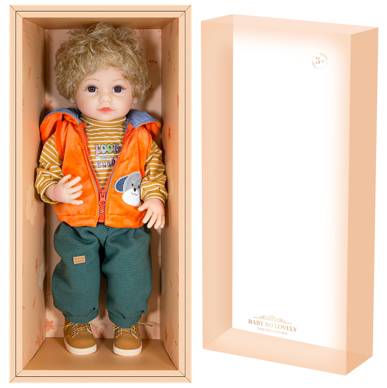 Baby So Lovely - Reborn Boy Lifelike Baby Doll - Orange - 55 cm