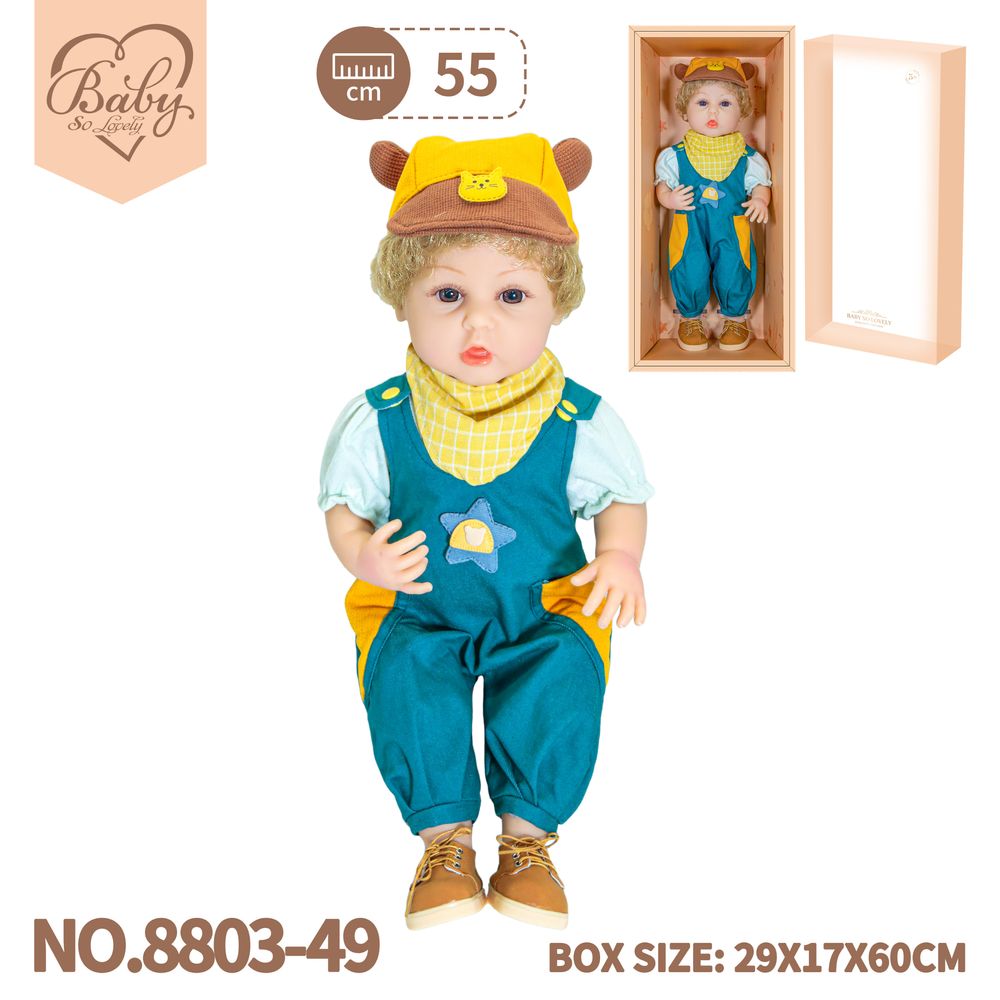 Baby So Lovely - Reborn Boy Lifelike Baby Doll - Blue - 55 cm