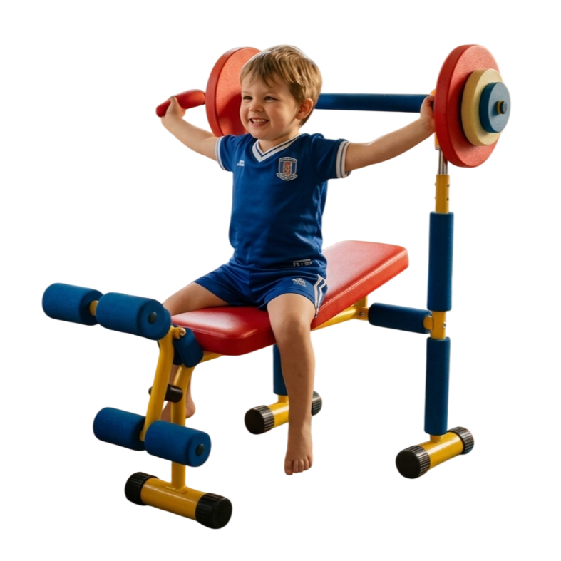 Amsham - Kids Weight Bench & Barbell Set - Multicolor