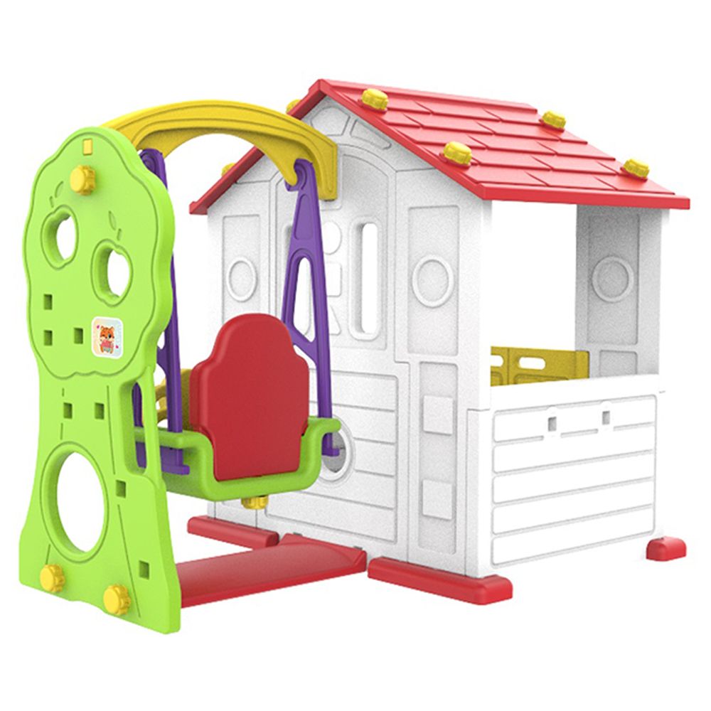 Amsham - 3-In-1 Garden House With Roof & Swing - Multicolor
